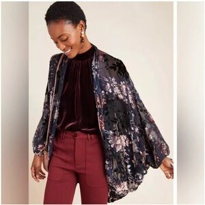 Anthropologie Akemi + Kin Sheer Velvet Floral Kimono